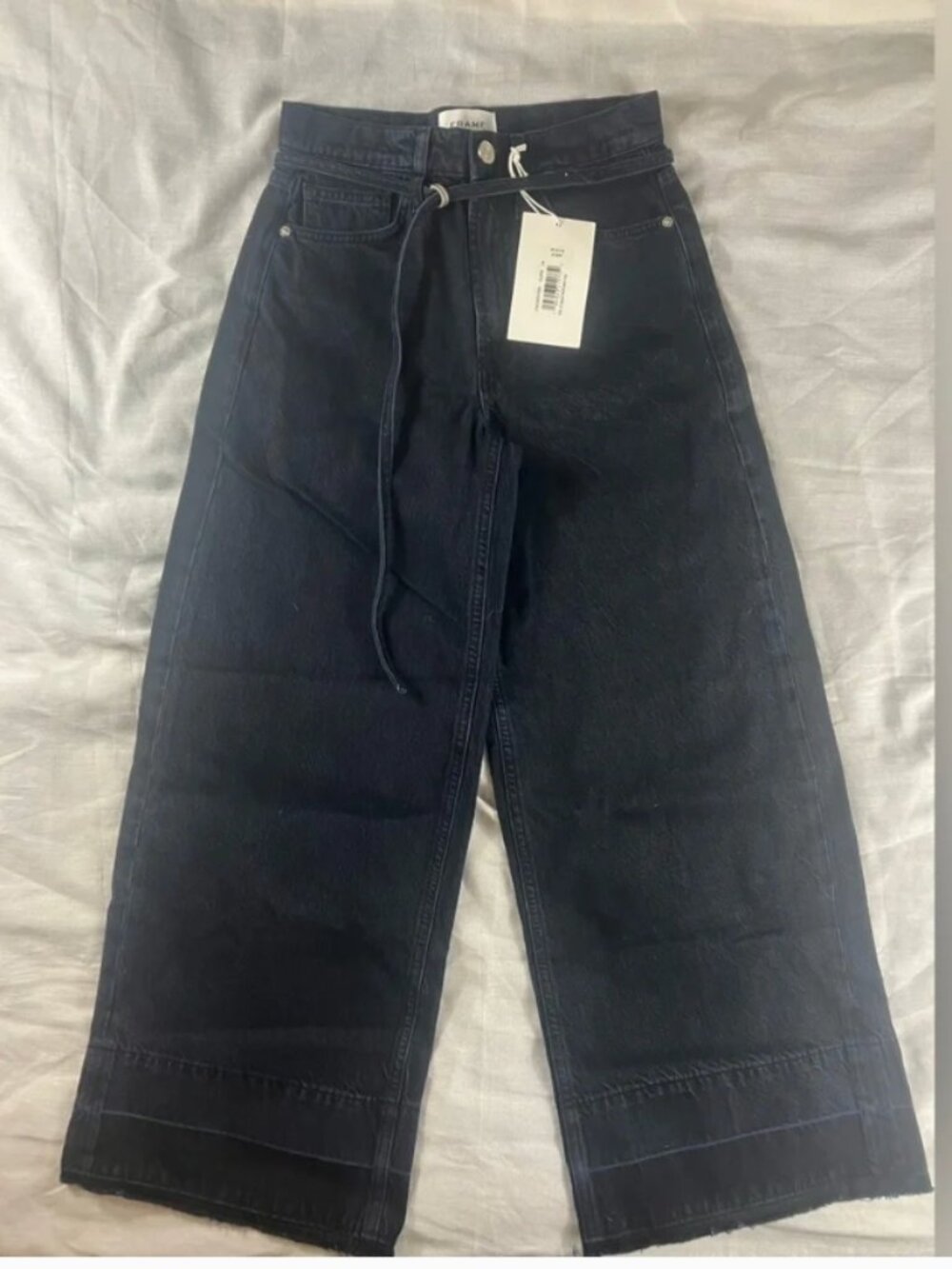 Frame Black Le Pixie High Rise Baggy Raw Released Hem Jeans 24  x 28 inseam - Picture 2 of 11